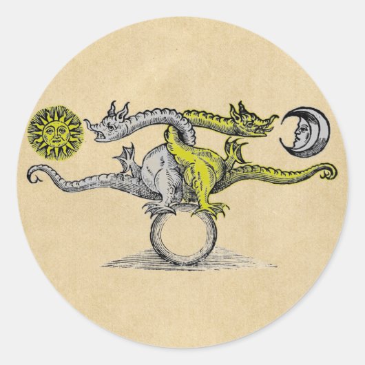 Sticker Rond Dragons d'or et d'argent (Devant)