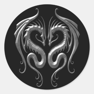 Sticker Rond Dragons en fer