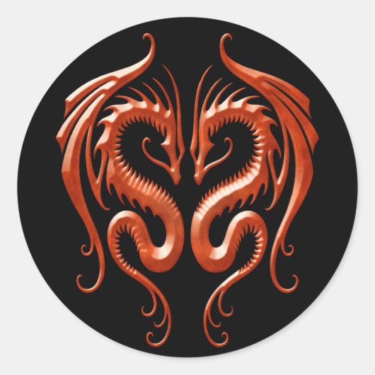 Sticker Rond Dragons en fer rouge (Devant)