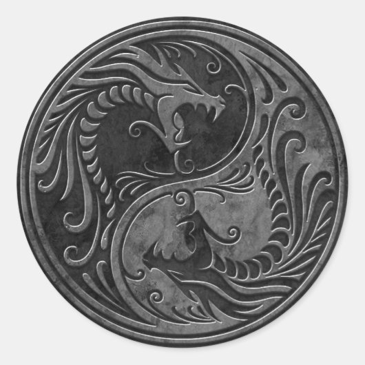 Sticker Rond Dragons en pierre de Yin Yang (Devant)