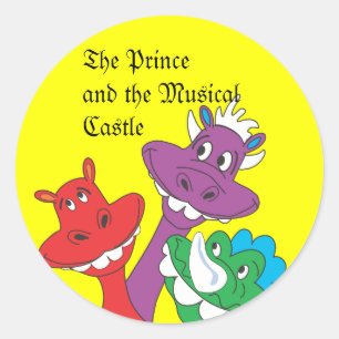 Sticker Rond DRAGONS, Le Prince et le Château Musical