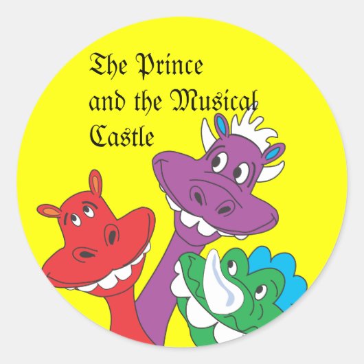 Sticker Rond DRAGONS, Le Prince et le Château Musical (Devant)