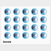 Sticker Rond Dragons Love Heart Blue (Feuille)