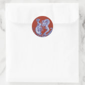 Sticker Rond Dragons spectaculaires Blue Red Water Fire Orienta (Sac)