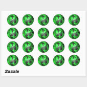 Sticker Rond Dragons, vert et noir de Yin Yang (Feuille)