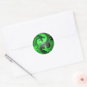Sticker Rond Dragons, vert et noir de Yin Yang (Enveloppe)