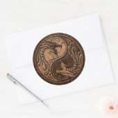 Sticker Rond Dragons Yin Yang avec effet Grain de Bois (Enveloppe)