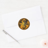 Sticker Rond Dragons Yin Yang - jaune et noir (Enveloppe)