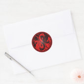 Sticker Rond Dragons Yin Yang - rouge et noir (Enveloppe)