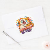 Sticker Rond Dramatic Cat Funny Crying Cartoon Art Reaction (Enveloppe)