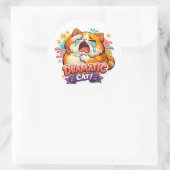 Sticker Rond Dramatic Cat Funny Crying Cartoon Art Reaction (Sac)