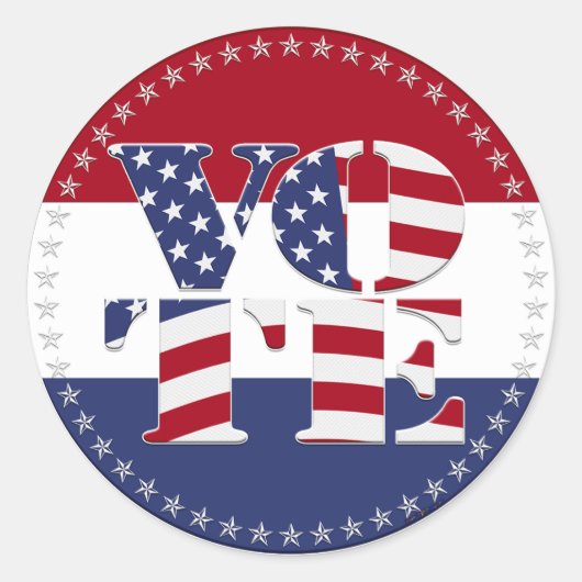 Sticker Rond Drapeau 2024 V O T E USA (Devant)