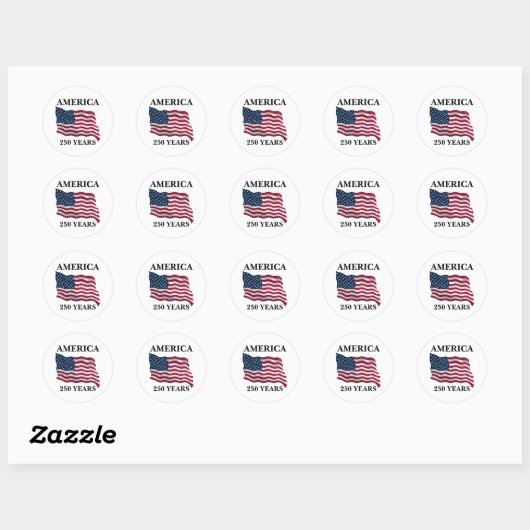 Sticker Rond Drapeau 250 ans d'Amérique (Feuille)