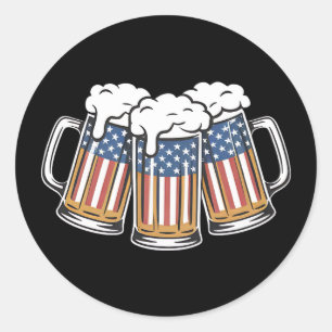 Sticker Rond Drapeau 4 juillet américain Vintage Retro