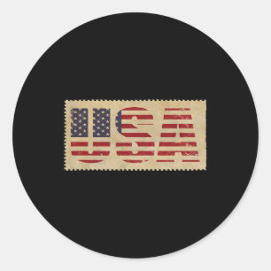 Sticker Rond Drapeau 4 juillet Shirt Usa États-Unis Indépendant