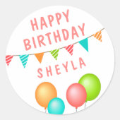 Sticker Rond Drapeau à ballets Enfant Anniversaire (Devant)