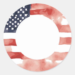 Sticker Rond Drapeau à l'aquarelle patriotique 4 juillet