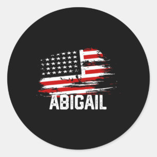 Sticker Rond Drapeau Abigail Usa Personnalisé 4 juillet Abigail