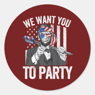 Sticker Rond Drapeau Abraham Lincoln 4 juillet Hommes Américain