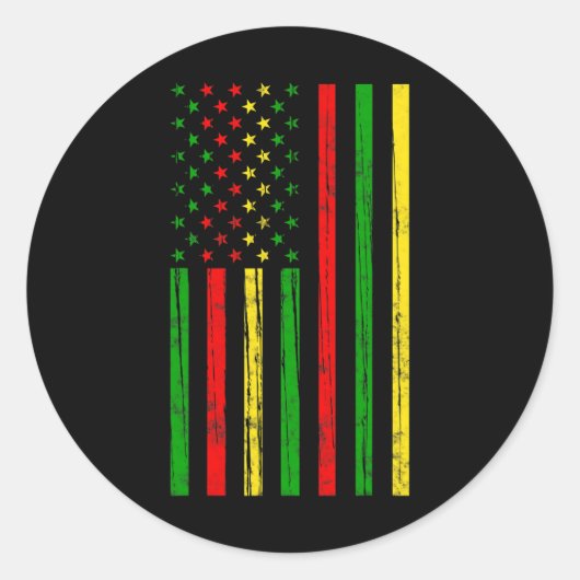 Sticker Rond Drapeau Afro-Américain Pour Le Mois De L'Histoire (Devant)