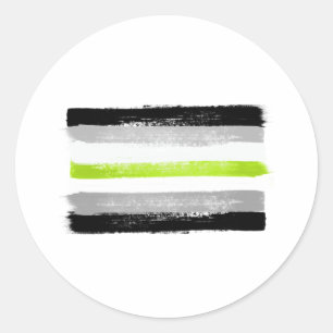 STICKER ROND DRAPEAU AGENDER PRIDE PEINTE