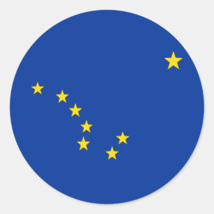 STICKER ROND DRAPEAU ALASKA