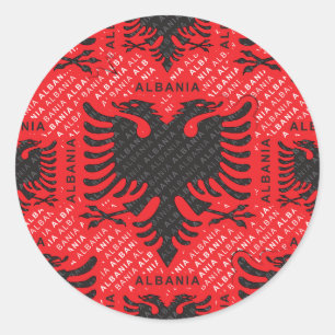 Sticker Rond drapeau albanais 2
