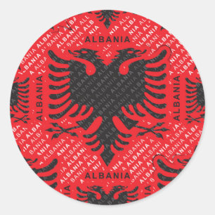 Sticker Rond Drapeau albanais motif 2