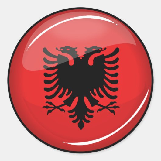 Sticker Rond Drapeau albanais rond brillant (Devant)