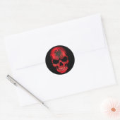 Sticker Rond Drapeau albanais sur noir (Enveloppe)