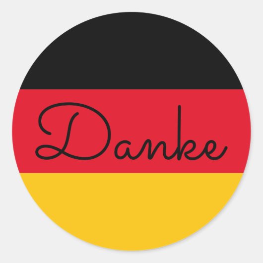 Sticker Rond Drapeau allemand couleurs Danke (Devant)