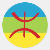 Sticker Rond Drapeau Amazigh Drapeau Berber Drapeau Kabyles (Devant)