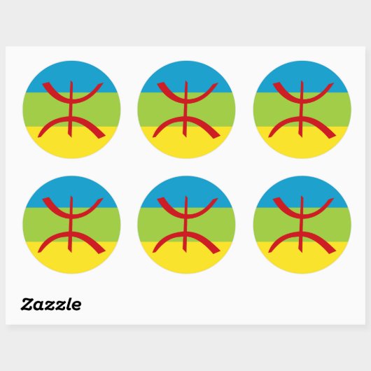 Sticker Rond Drapeau Amazigh Drapeau Berber Drapeau Kabyles (Feuille)