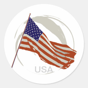 Sticker Rond drapeau américain