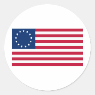 Sticker Rond Drapeau américain 13 étoiles Betsy Ross