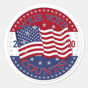 Sticker Rond Drapeau américain 2020 Votre vote compte