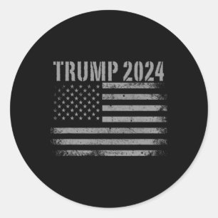Sticker Rond Drapeau américain 2024 en détresse Milita patrioti
