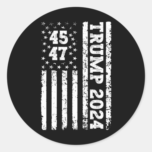 Sticker Rond Drapeau américain 2024 Trump 47 (Devant)