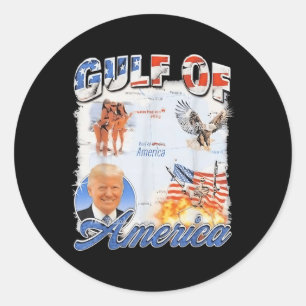 Sticker Rond Drapeau Américain 2025 Aigle Du Golfe Rétro Des Ét