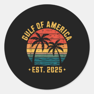 Sticker Rond Drapeau Américain 2025 Du Golfe Rétro D'Amérique E