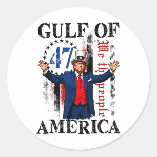 Sticker Rond Drapeau Américain 2025 Golfe Du Mexique