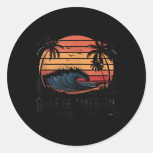 Sticker Rond Drapeau Américain 2025 Golfe Rétro Mexique
