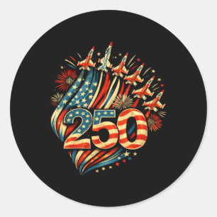 Sticker Rond Drapeau Américain 250 Ans 1776-2026 250e Anniversa