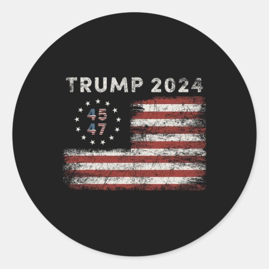 Sticker Rond Drapeau américain 3 Trump 2024 (Devant)