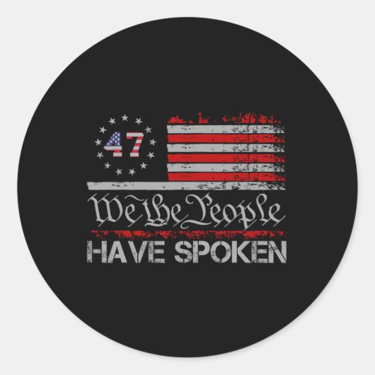 Sticker Rond Drapeau Américain 47 Nous, Le Peuple, Avons Parlé (Devant)