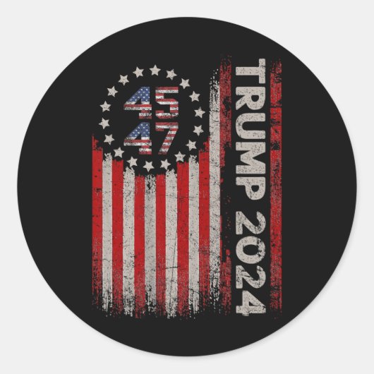 Sticker Rond Drapeau américain 47 Trump 2024 (Devant)