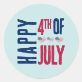 Sticker Rond Drapeau américain 4 juillet (Devant)