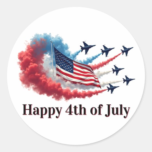 Sticker Rond Drapeau américain, 4 juillet (Devant)