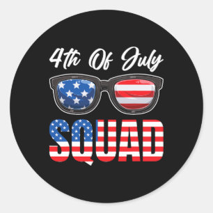 Sticker Rond Drapeau américain 4 juillet 4 juillet Squad