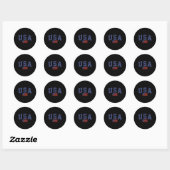 Sticker Rond Drapeau américain 4 juillet Americana Bold Blue (Feuille)